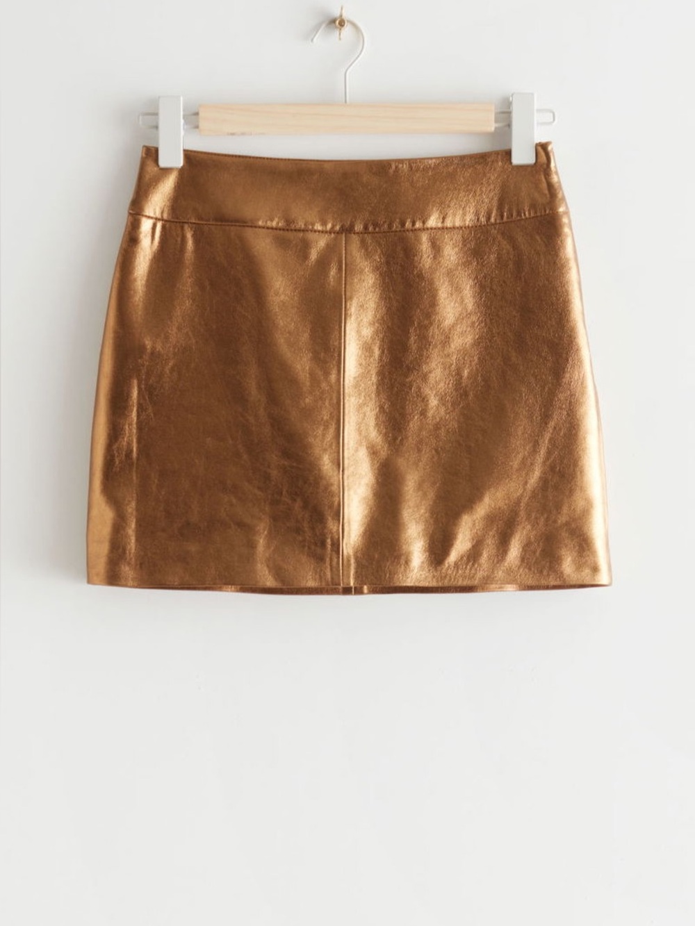 Aritzia & Other Stories Metallic Bronze Leather Mini Skirt Sz 6